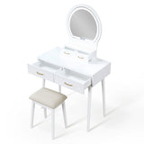 KORAIMA White 32" Wide LED Vanity & Stool