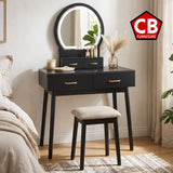 KORAIMA Black 32" Wide LED Vanity & Stool