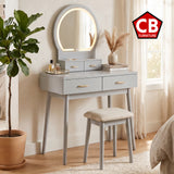 KORAIMA Gray 32" Wide LED Vanity & Stool