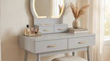 KORAIMA Gray 32" Wide LED Vanity & Stool