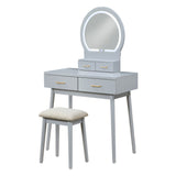 KORAIMA Gray 32" Wide LED Vanity & Stool