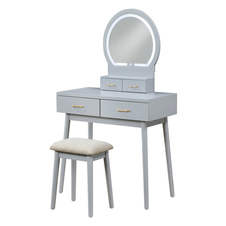 KORAIMA Gray 32" Wide LED Vanity & Stool