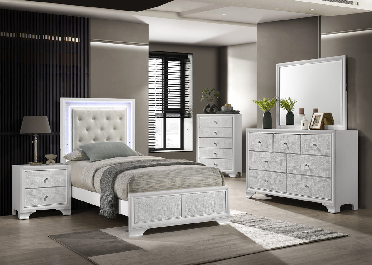 KRISTAL White Youth LED Bedroom Set