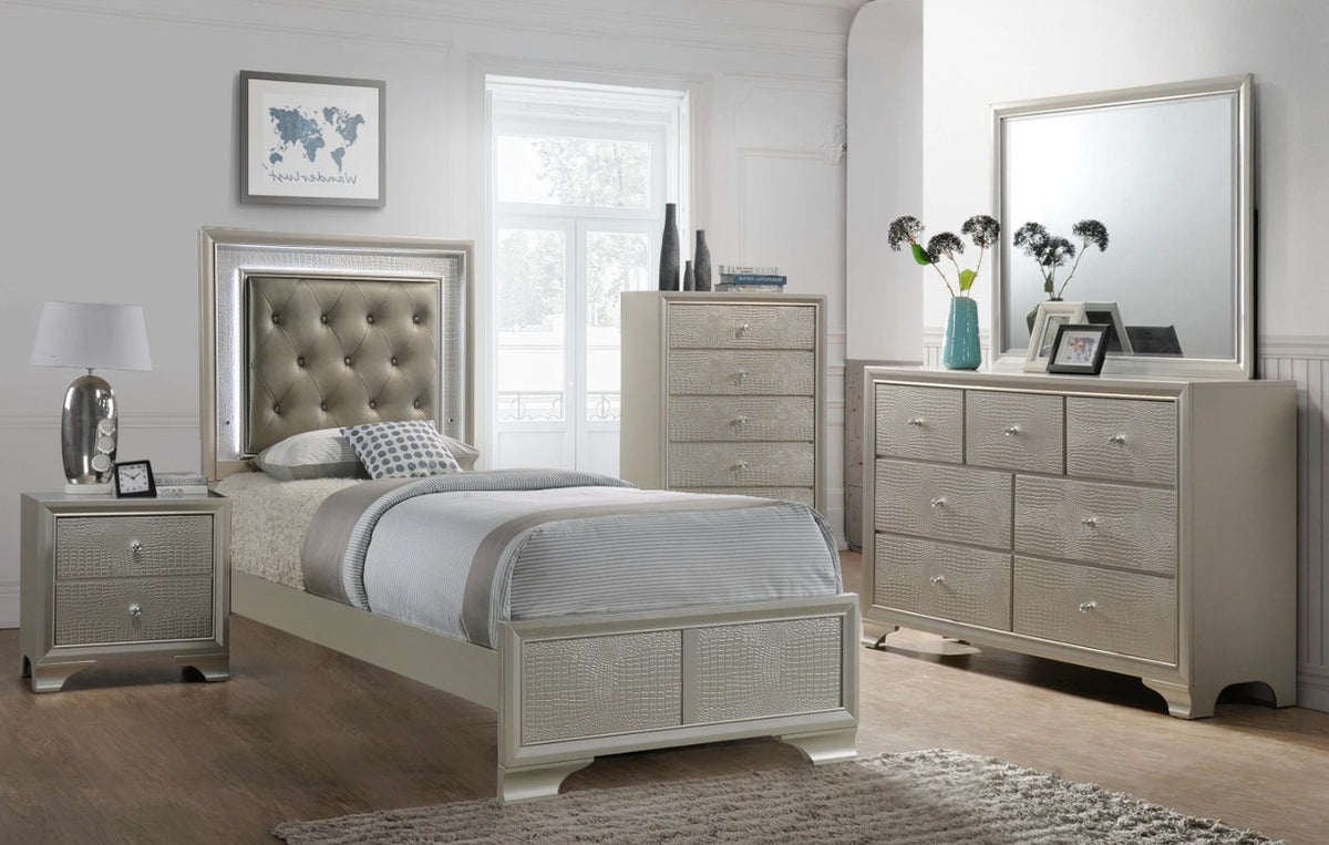 KRISTAL Champagne Youth LED Bedroom Set