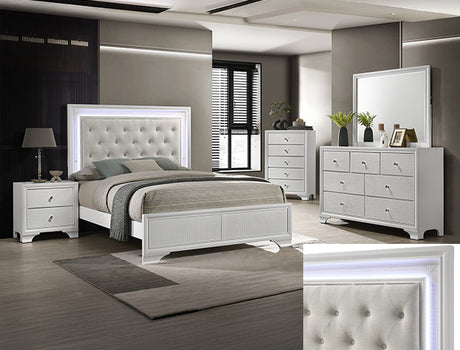 KRISTAL White Youth LED Bedroom Set