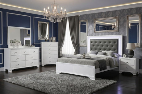 KRISTAL White & Gray Youth LED Bedroom Set