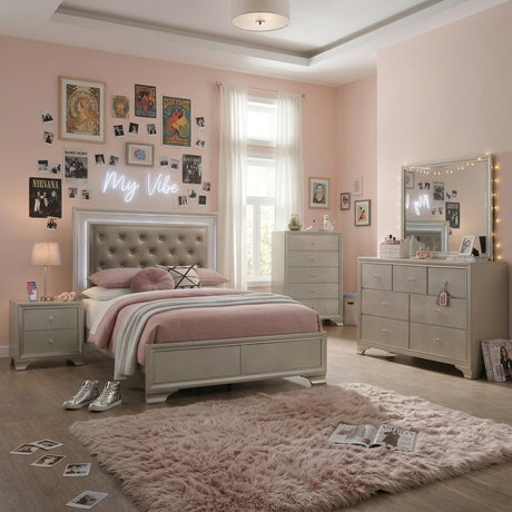 KRISTAL Champagne Youth LED Bedroom Set