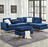 KUARRI Blue Velvet 107" Wide Reversible Sectional