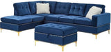 KUARRI Blue Velvet 107" Wide Reversible Sectional