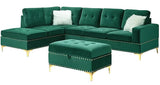 KUARRI Green Velvet 107" Wide Reversible Sectional