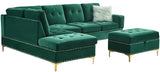 KUARRI Green Velvet 107" Wide Reversible Sectional