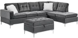 KUARRI Gray Velvet 107" Wide Reversible Sectional