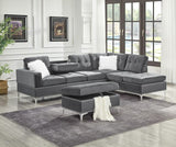 KUARRI Gray Velvet 107" Wide Reversible Sectional
