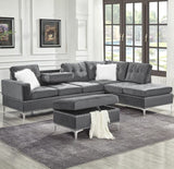 KUARRI Gray Velvet 107" Wide Reversible Sectional