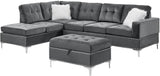 KUARRI Gray Velvet 107" Wide Reversible Sectional