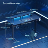 KWAKE Carbon Fiber 47" x 24" Gaming Desk with LED Lights and Power Outlet