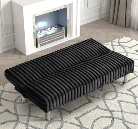 KYRA Black Corduroy 66" Wide Sofa Bed