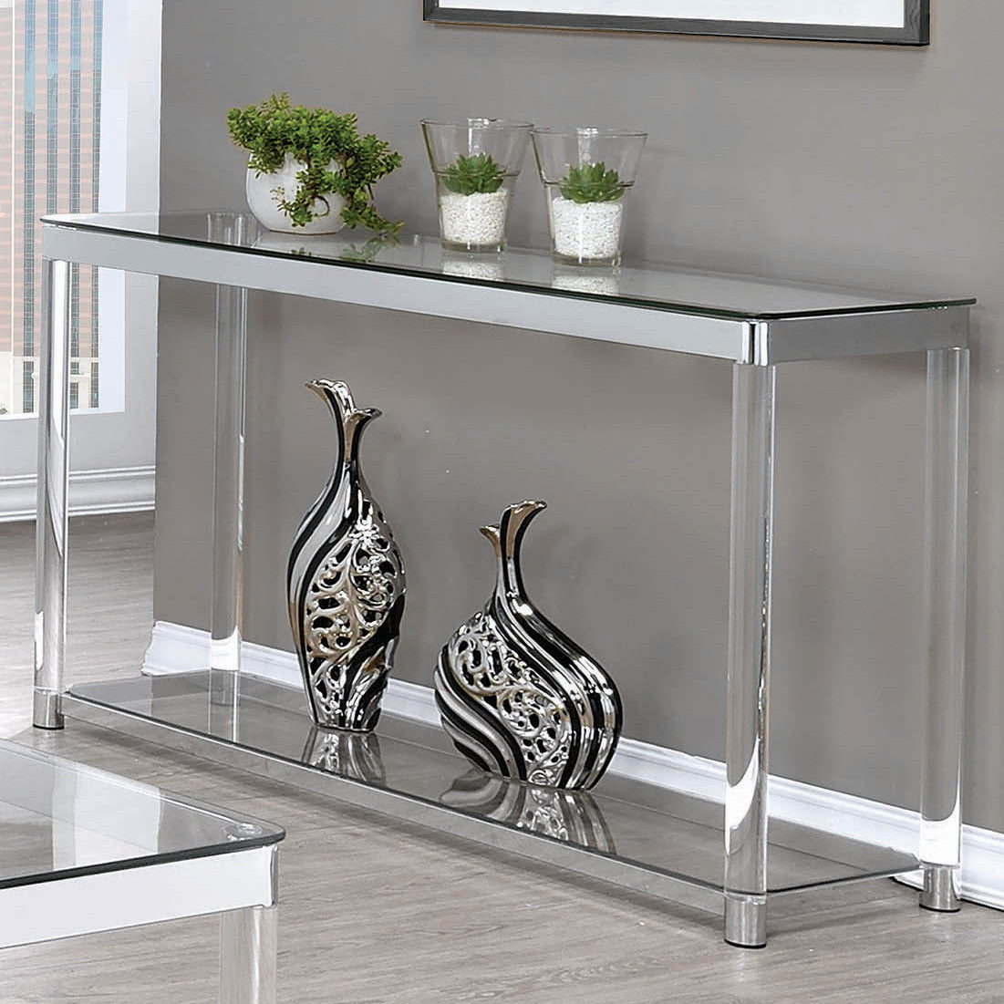 KALISTA 48" Wide Sofa Table with Acrylic Legs
