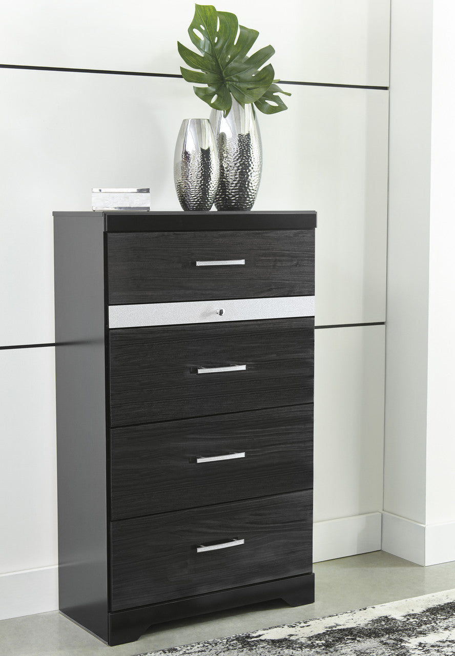 KARIZMA Black 32" Wide Chest with Jewelry Drawer