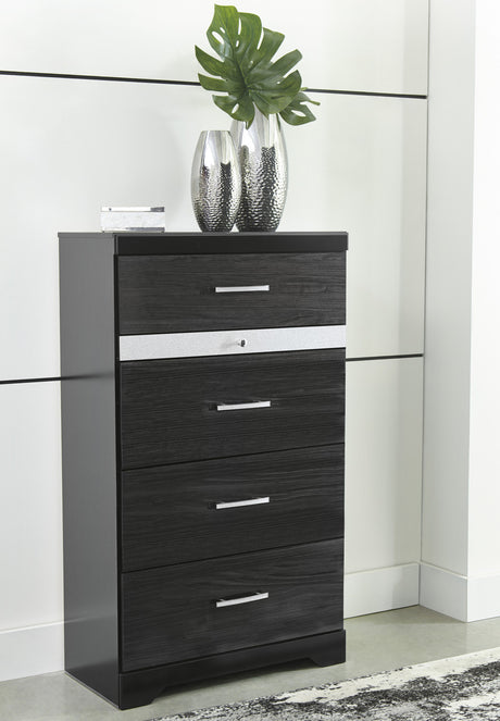KARIZMA Black 32" Wide Chest with Jewelry Drawer