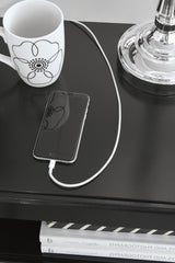 KARIZMA Black 20" Wide Nightstand with USB's