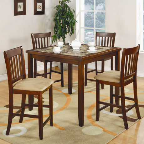 KERIAM Cherry 5 Piece Counter Height Set