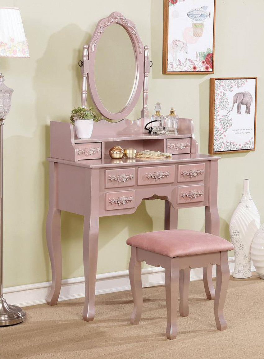 KOLEYNA Rose Gold 32" Wide Vanity with Stool