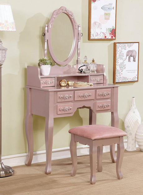 KOLEYNA Rose Gold 32" Wide Vanity with Stool
