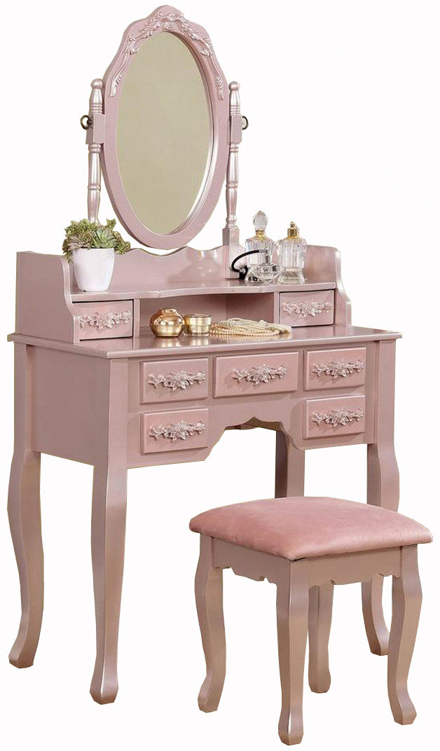KOLEYNA Rose Gold 32" Wide Vanity with Stool