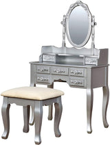 KOLEYNA Silver 32" Wide Vanity with Stool