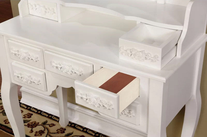KOLEYNA White 32" Wide Vanity with Stool