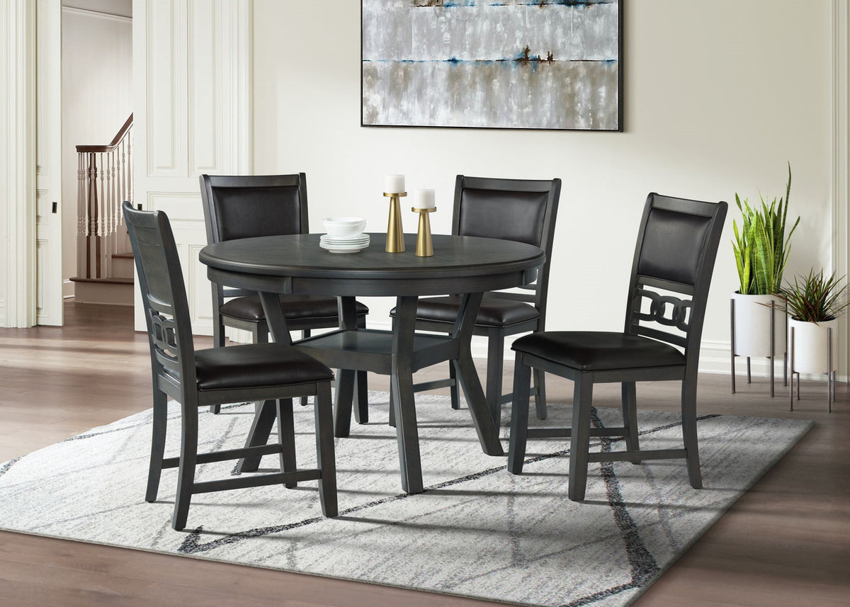 LABONZ Gray 5 Piece Leather Counter Height Set