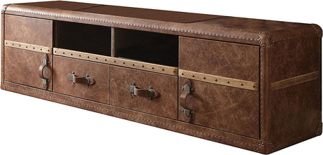 LATIMER Top-Grain Leather 80" Wide TV Stand