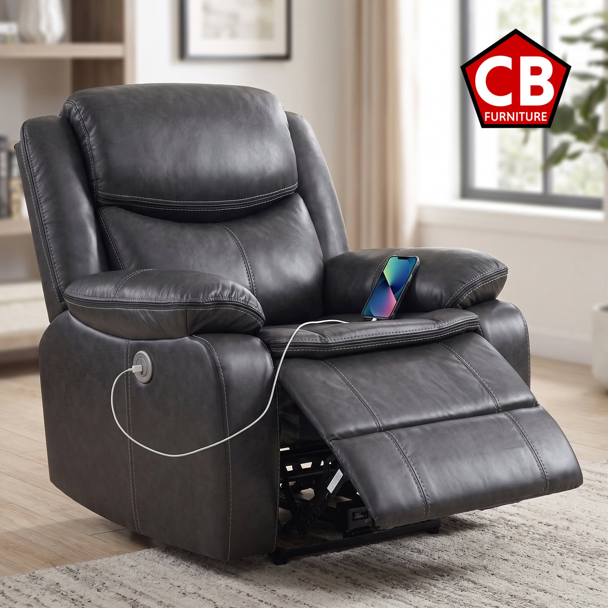 LAVINGTON Gray 39" Wide Power Recliner Chair