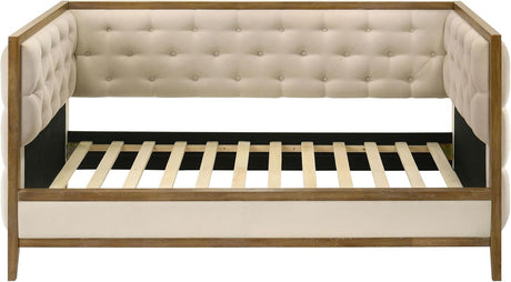 LAYNE Natural Oak Wood and Fabric Daybed