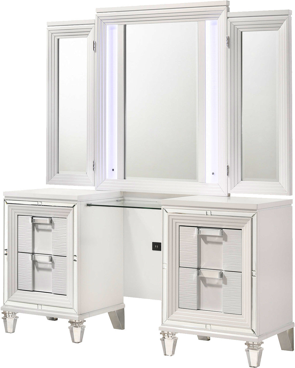 LEACREST White 63" Wide x 84" Height Vanity Set with LED's