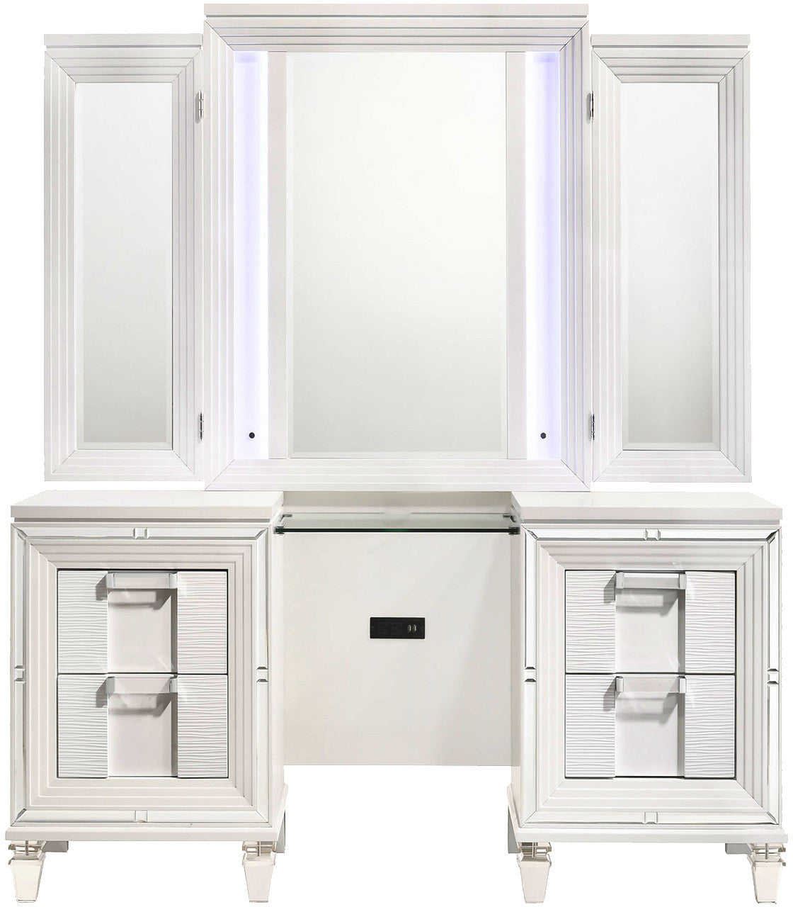 LEACREST White 63" Wide x 84" Height Vanity Set with LED's