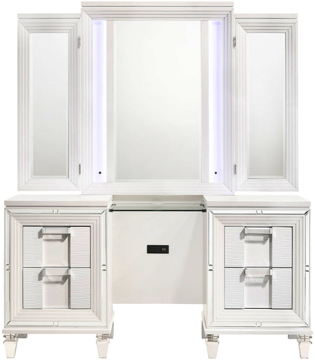 LEACREST White 63" Wide x 84" Height Vanity Set with LED's