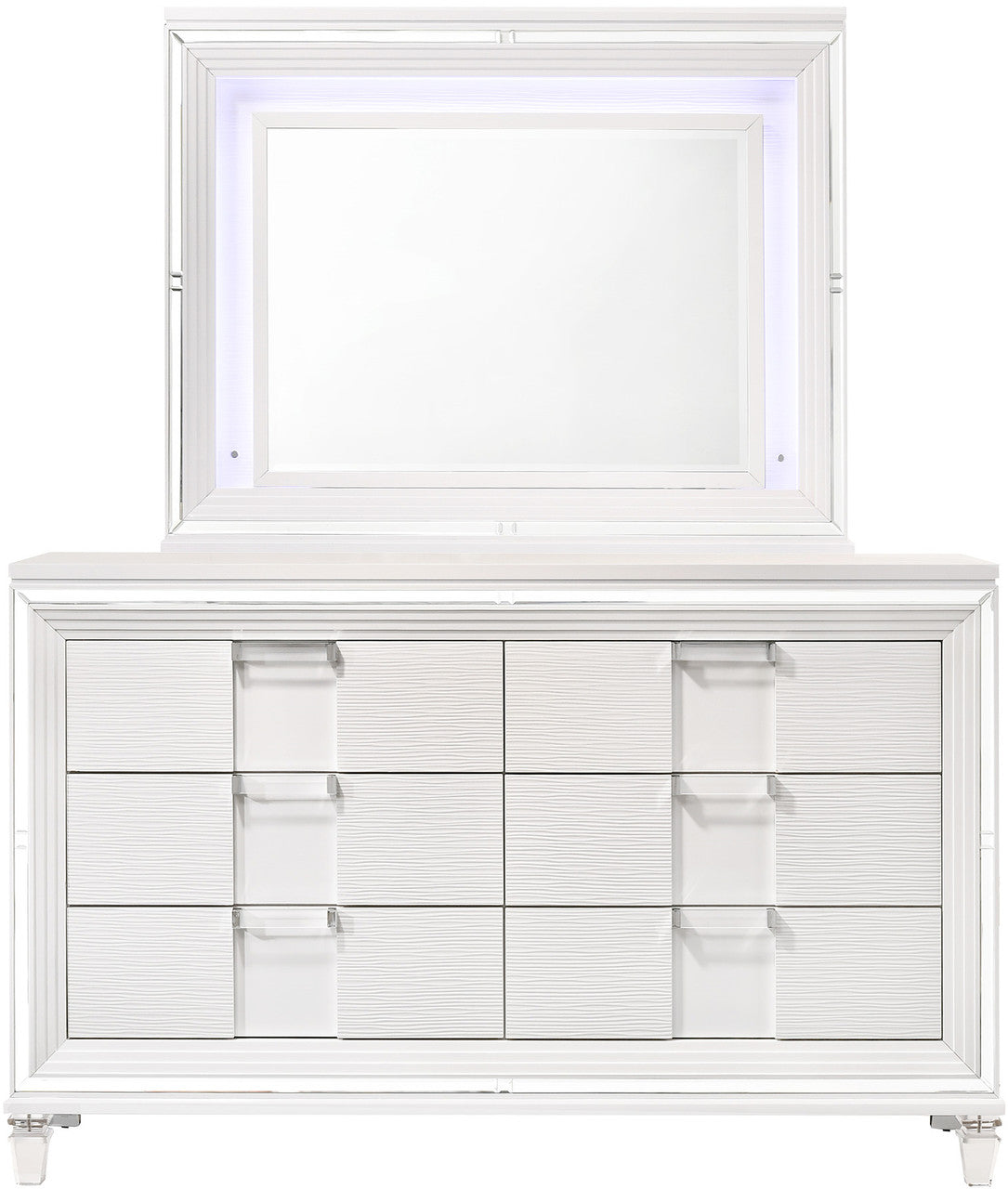 LEACREST White 67" x 80" Height Dresser & Mirror with LED's