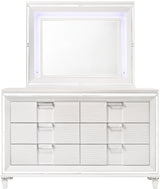 LEACREST White 67" x 80" Height Dresser & Mirror with LED's