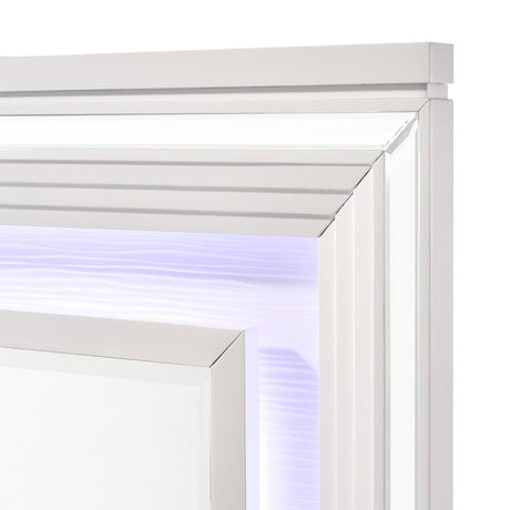 LEACREST White 67" x 80" Height Dresser & Mirror with LED's