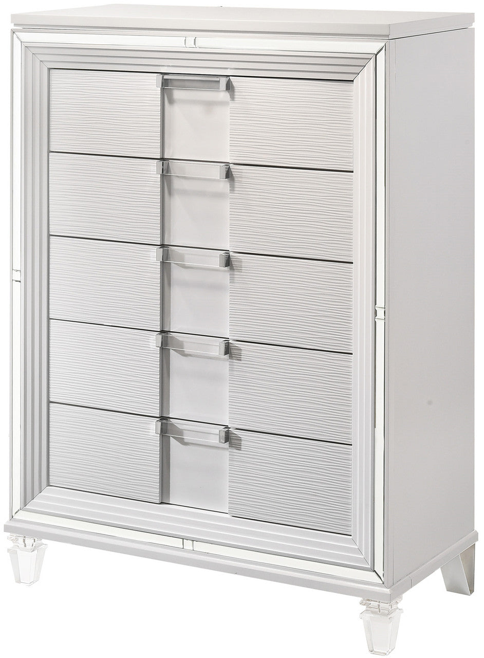 LEACREST White 39" x 54" Chest with Flip-Top Mirror