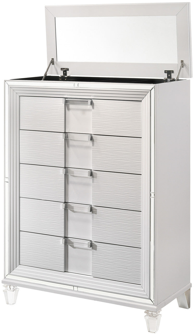 LEACREST White 39" x 54" Chest with Flip-Top Mirror