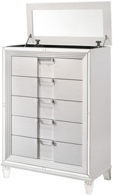 LEACREST White 39" x 54" Chest with Flip-Top Mirror