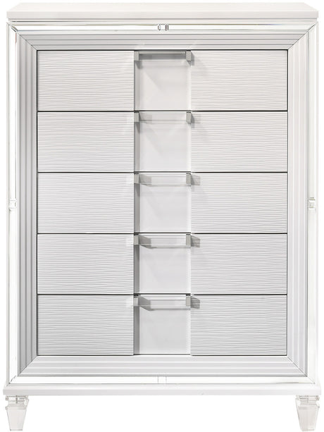 LEACREST White 39" x 54" Chest with Flip-Top Mirror