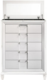 LEACREST White 39" x 54" Chest with Flip-Top Mirror
