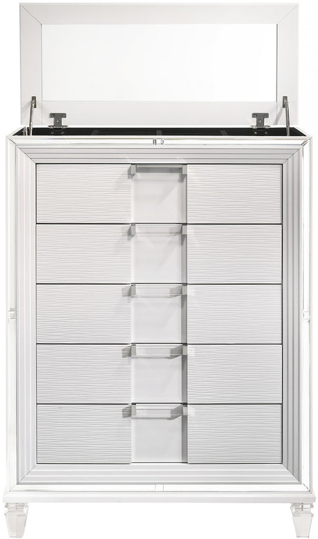 LEACREST White 39" x 54" Chest with Flip-Top Mirror