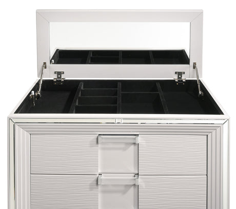 LEACREST White 39" x 54" Chest with Flip-Top Mirror