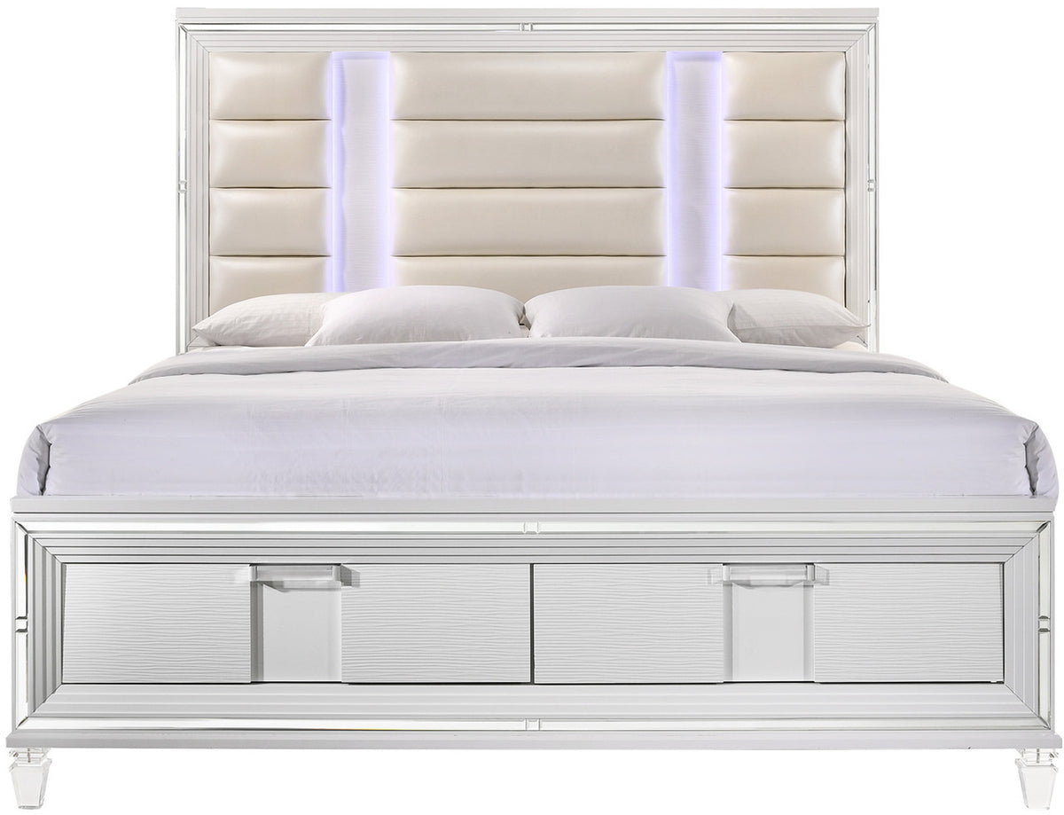 LEACREST White 68" Height Storage Bed with LED's