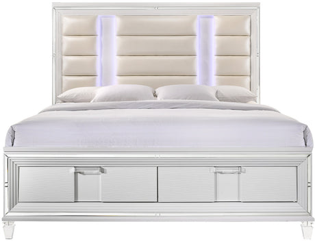 LEACREST White 68" Height Storage Bed with LED's